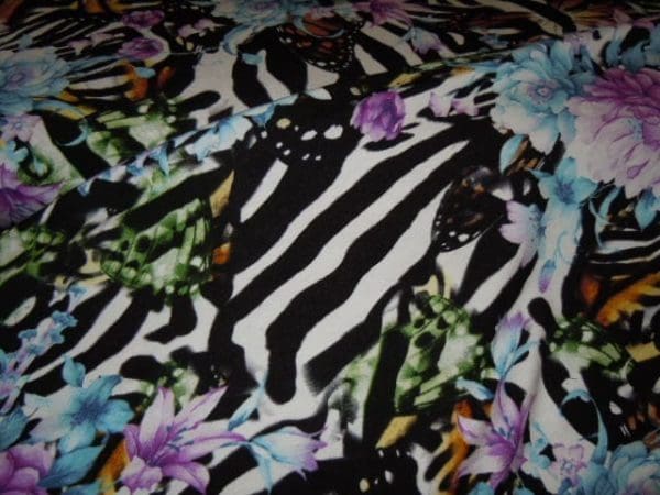 Tricot Jersey zebra flower aqua