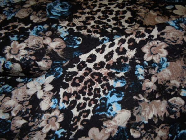 Tricot Jersey panter flower blue