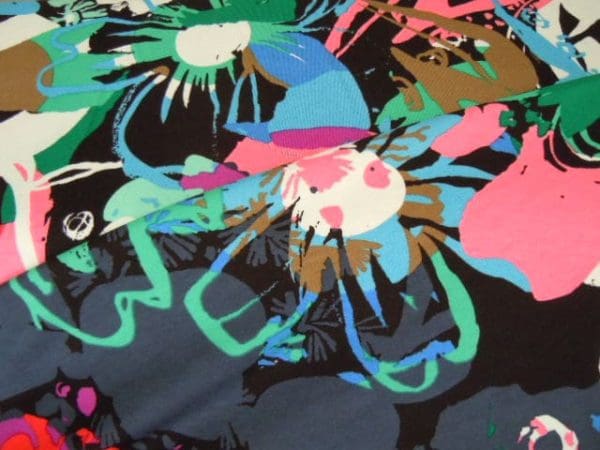Tricot Jersey fantasie flower mint