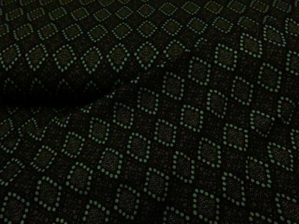 bedrukte tricot olijf groen salmiak
