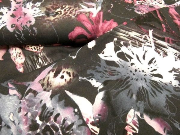 Tricot Jersey passie bloem paars/oud rose