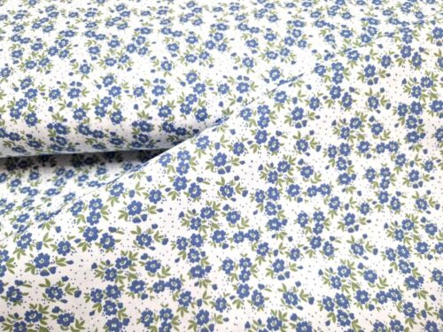 Bedrukt katoen bloemetje blauw