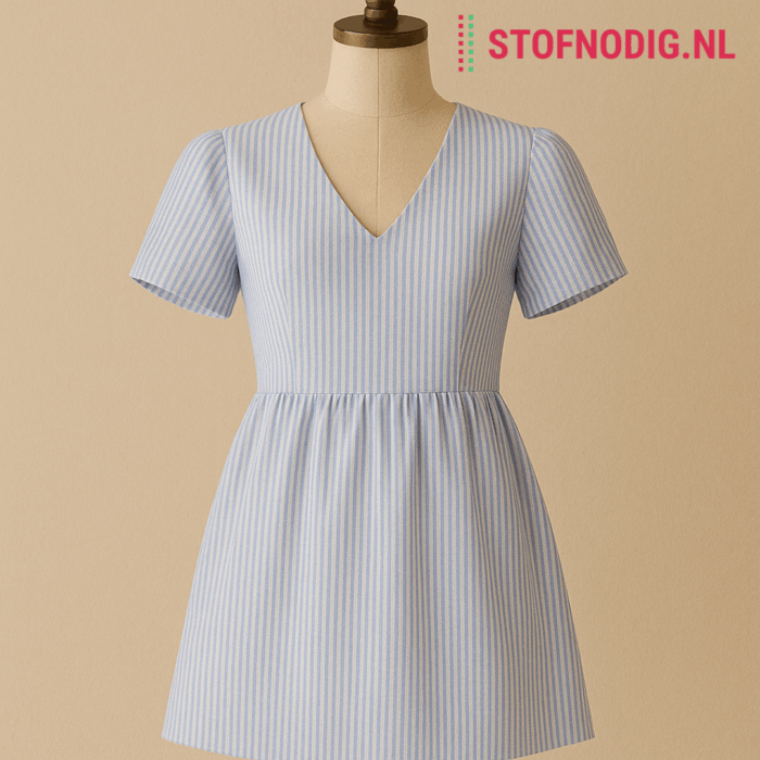 seersucket stof blauw wit