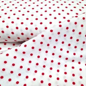 viscose polka dot wit rood