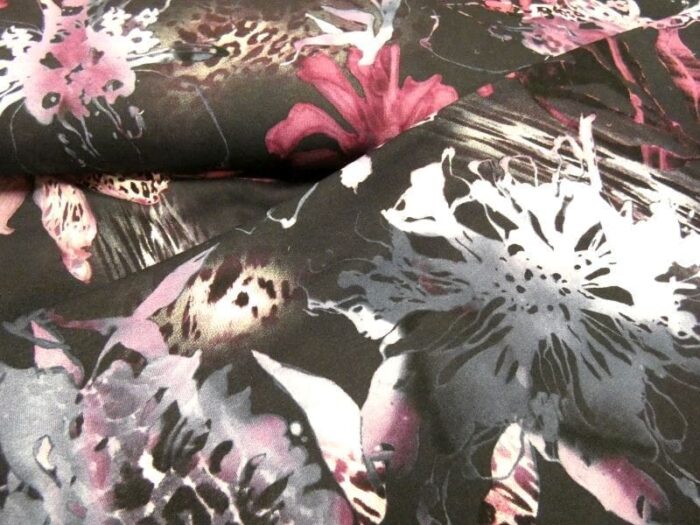 Tricot Jersey passie bloem paars/oud rose