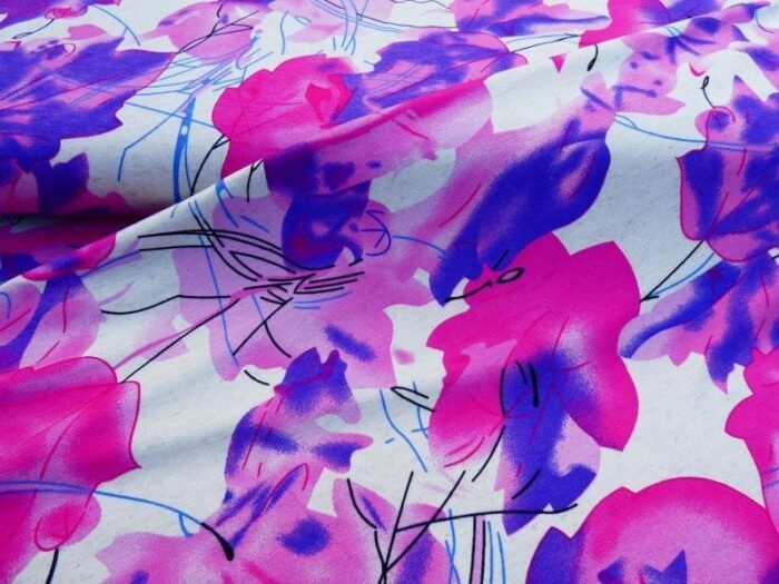Tricot Jersey linnen bloem roze