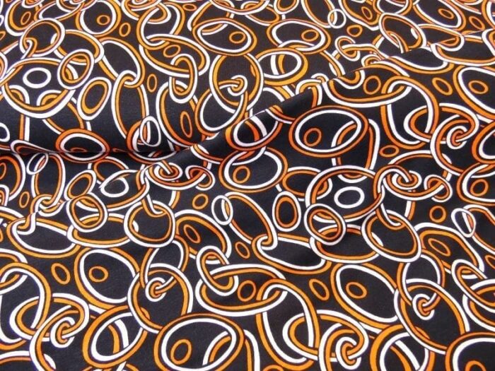 Tricot Jersey chain oranje/navy