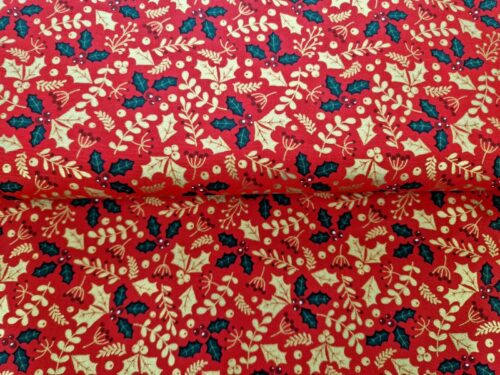 kerststoffen mistletoe rood