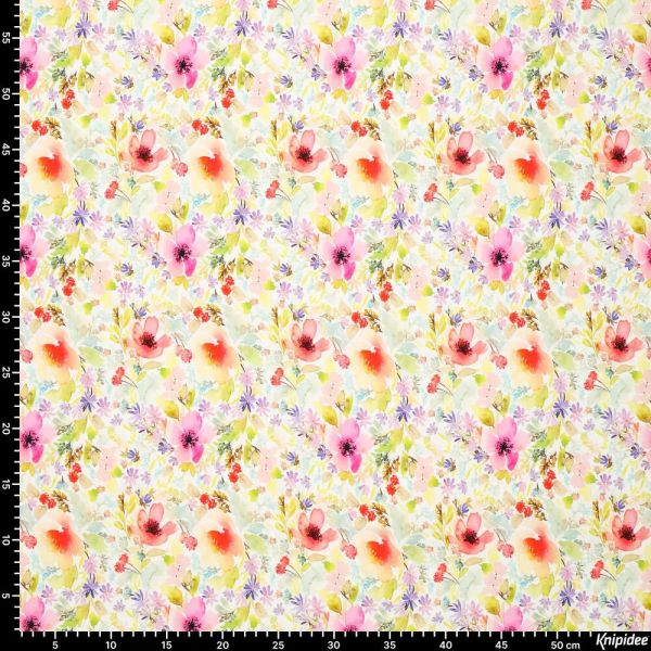 vrolijke bedrukte tricot stof