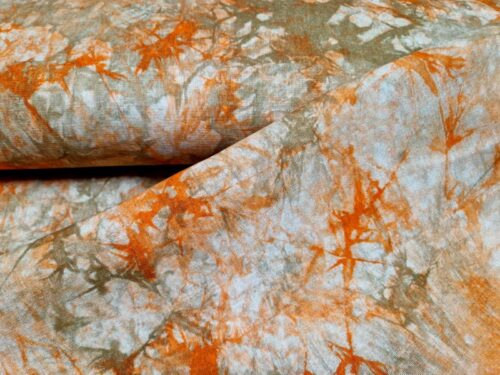 linnen abstracte bladprint terracotta